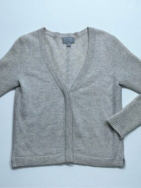 PURE Collection Cashmere Button Up Sweater Womens 6 Beige/Gray Hidden Buttons